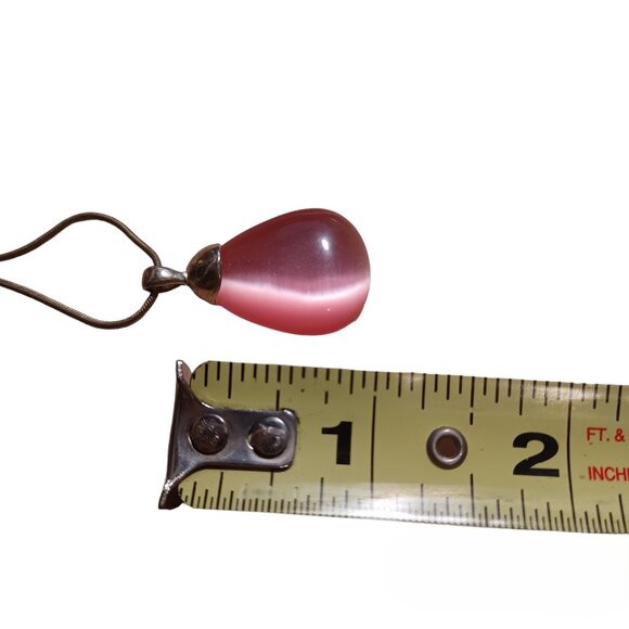Cats Eye Pink Stone Silver Toned Chocker Necklace - Picture 6 of 8